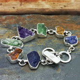 Tanzanite, Citrine, Peridot and Amethyst unusual silver bracelet
